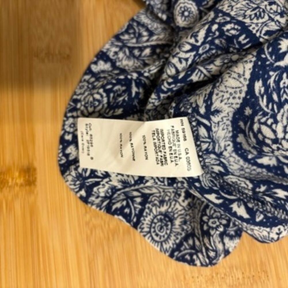 Fifteen Twenty Blue White Boho Tassel Blouse - Picture 11 of 12